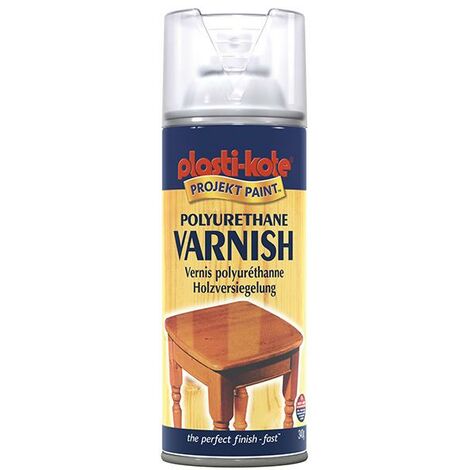 Plastikote Polyurethane Varnish Spray Clear Gloss 400ml - Non-yellowing