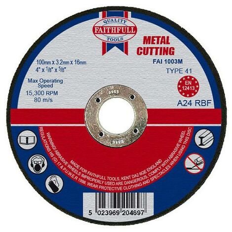 Faithfull Metal Cut Off Disc 100 x 3.2 x 16mm FAI1003M (1/3)