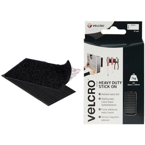 Velcro Brand Heavy-Duty Stick On Strips 50 x 100mm Black