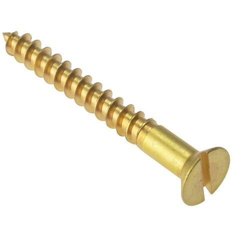 ForgeFix CSK13410BR Wood Screw Slotted CSK Solid Brass 1.3/4in x 10 Box 200 FORCSK13410B