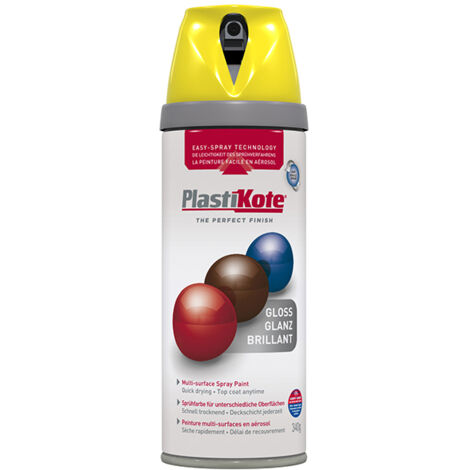 Plastikote Twist & Spray Premium Gloss Paint New Yellow 400ml