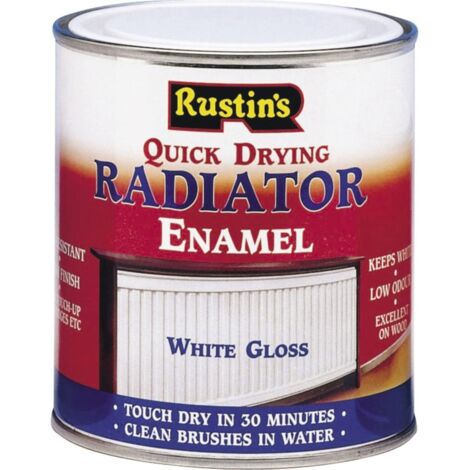 Rustins RADG500 Quick Dry Radiator Enamel Paint Gloss White 500ml RUSQDREG500