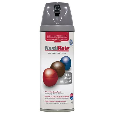 PlastiKote 440.0021101.076 Twist & Spray Gloss Medium Grey 400ml PKT21101