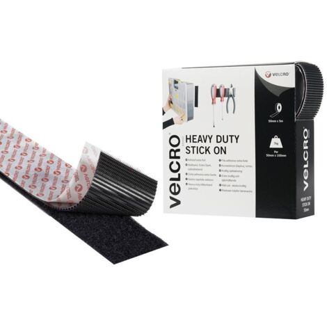 VELCRO Heavy-Duty Stick-On Tape 50mm x 5m Black