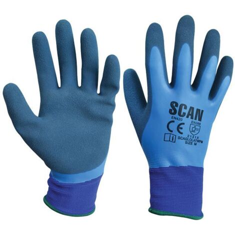 Scan Waterproof Latex Gloves - Medium Size 8 SCAGLOLATWPM
