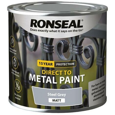 Ronseal 39189 Direct to Metal Paint Steel Grey Matt 250ml RSLDTMSGM250