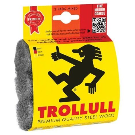 Trollull TRL770834 Steel Wool Pads, Assorted Grades Pack 3 TRO770834