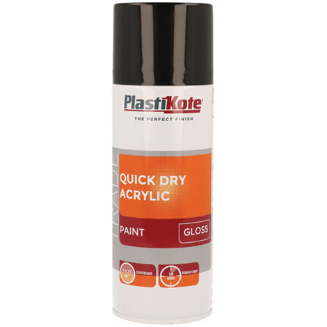 PlastiKote Trade Quick Dry Acrylic Spray Paint Gloss Black 400ml PKT71009