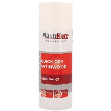 PlastiKote Trade Quick Dry Trim Spray Satinwood White 400ml PKT71006
