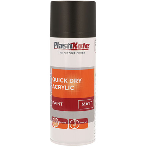 PlastiKote Trade Quick Dry Acrylic Spray Paint Matt Black 400ml PKT71008