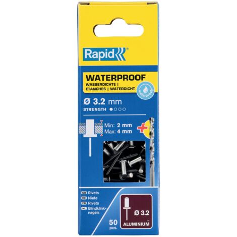 Rapid 5000399 Waterproof Rivets 3.2 x 8mm Blister of 50 RPD5000399