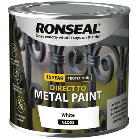 Ronseal 39182 Direct to Metal Paint White Gloss 250ml RSLDTMWG250