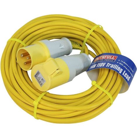 Faithfull FPPTL14ML 110v Trailing Lead 16amp 14m One Socket Cable