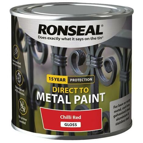 Ronseal 39193 Direct to Metal Paint Chilli Red Gloss 250ml RSLDTMCRG250