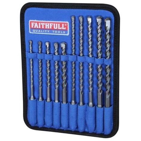 Faithfull 10-Piece SDS Plus Tungsten Carbide Drill Bit Set with Fabric Wallet 5.5 to 12mm (1/5)