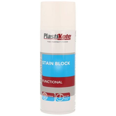 PlastiKote Trade Stain Block Spray Paint White 400ml PKT71019