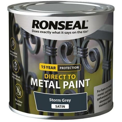 Ronseal 39191 Direct to Metal Paint Storm Grey Satin 250ml RSLDTMSTS250