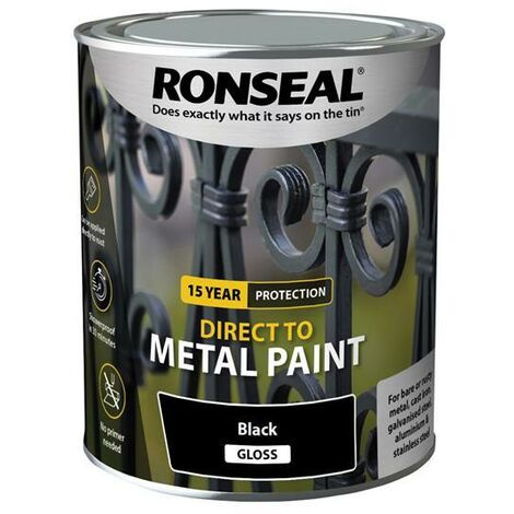 Ronseal 39195 Direct to Metal Paint Black Gloss 750ml RSLDTMBG750