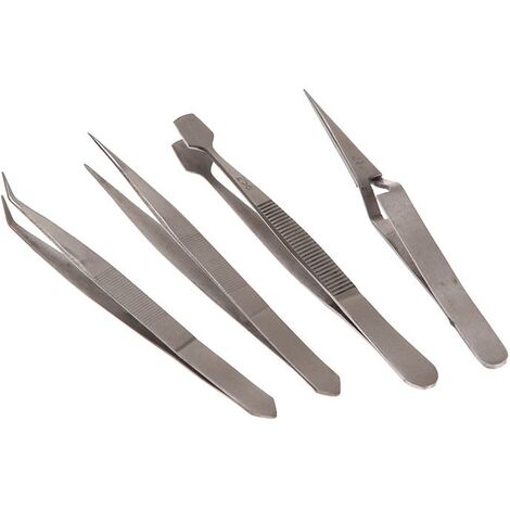 Premium Faithfull 4-Piece Precision Tweezer Set for Professional and Hobbyist Use
