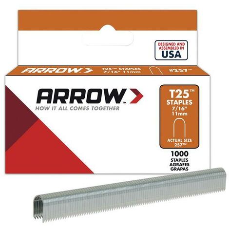 Arrow T25 Staples 11mm (7/16in) (Box 1000) ARRT25716S (1/3)