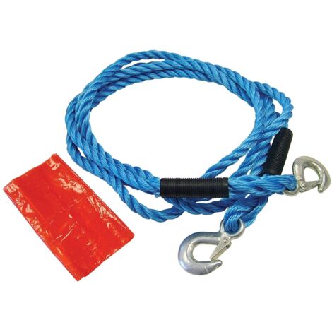 Faithfull XHMTR2040 Tow Rope 4m Metal Hooks 2 Tonne FAIAUTR2TON