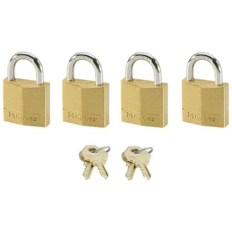 Master Lock 120EURQNOP Solid Brass 20mm Padlock 3-Pin - Keyed Alike x 4 MLK120Q
