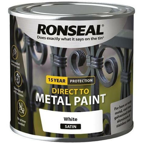 Ronseal 39183 Direct to Metal Paint White Satin 250ml RSLDTMWS250