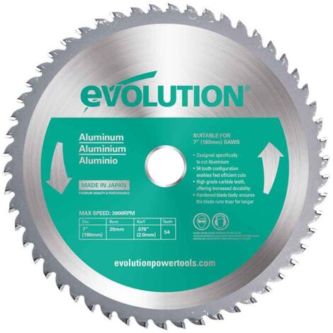 Evolution EVOBLADEAL Aluminium Cutting Circular Saw Blade 180 x 20mm x 54T EVLA1802054
