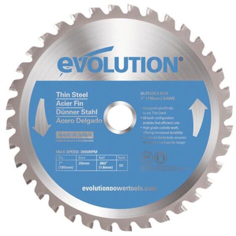 Evolution Thin Steel Cutting Circular Saw Blade 180 x 20mm x 36T EVLS1802036