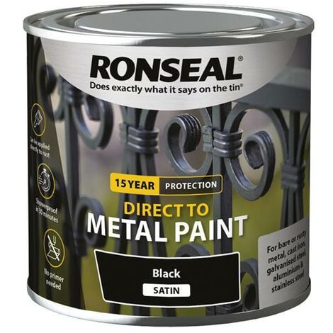 Ronseal 39180 Direct to Metal Paint Black Satin 250ml RSLDTMBS250