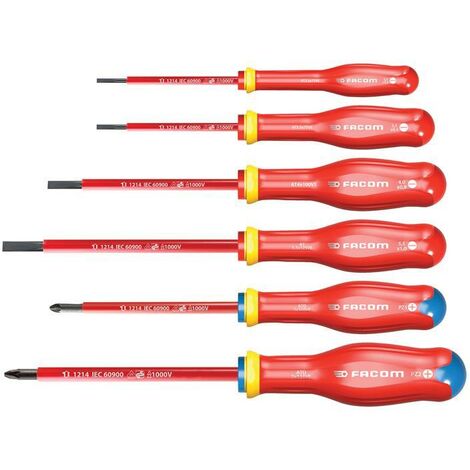 Facom ATDVE.J6PB Protwist VDE Screwdriver Set, 6 Piece FCMATDVEJ6PB