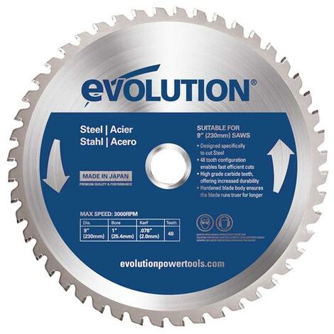 Evolution Mild Steel Cutting Circular Saw Blade 230 x 25.4mm x 48T