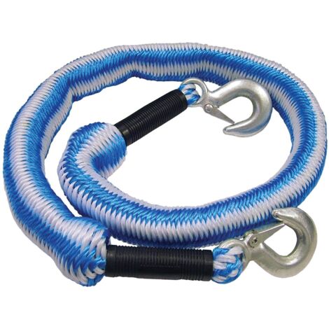 Faithfull FAIAUTRELAST 4m Expandable Tow Rope with Metal Hooks, 3-Tonne Capacity