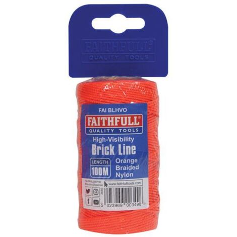 Faithfull Hi-Vis Nylon Brick Line 100m (330ft) Orange FAIBLHVO (1/2)