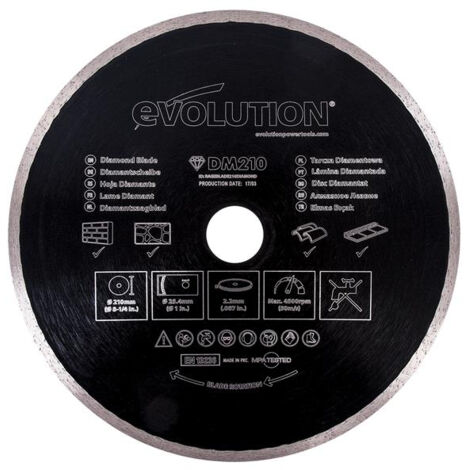 Evolution Diamond Blade, Continuous Rim 210 x 25.4mm