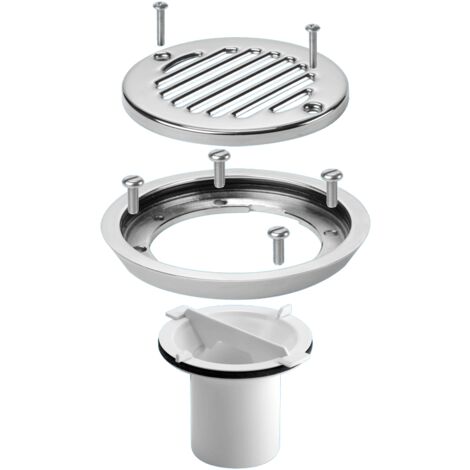 McAlpine FGTR118TOP-50 Conversion Kit to convert any TSG50 or TSG52 Gully to a sheet flooring gully with CP Brass Clamp Ring, Stainless Steel Grated Cover Plate and Dip Tube (1/2)