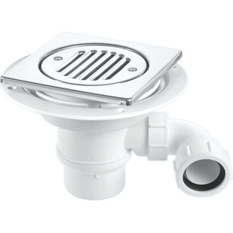 McAlpine TSG1T6SSSTW295 50mm Water Seal Trap with 1½" x 90° Swivel Multifit Outlet Bend, 150mm Square Polished Stainless Steel Tile with removable Grid and Securing Screws (1/2)