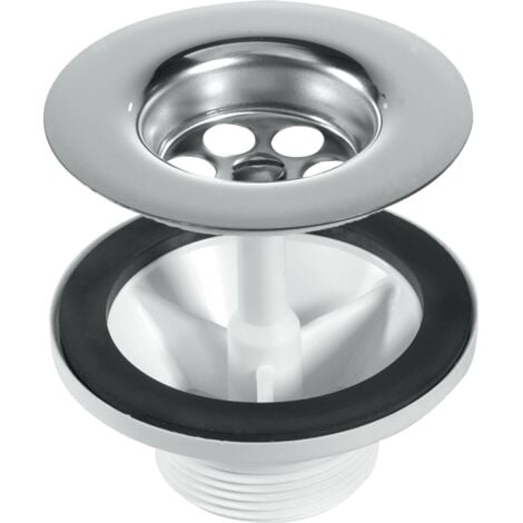 McAlpine BSW6CP2H 1.5" Centre Pin Sink Waste: 85mm Stainless Steel Flange: Waste for Belfast Sink: Chrome Plated Handle Plug