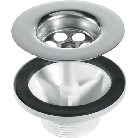 McAlpine BSW6CP2H 1.5" Centre Pin Sink Waste: 85mm Stainless Steel Flange: Waste for Belfast Sink: Chrome Plated Handle Plug