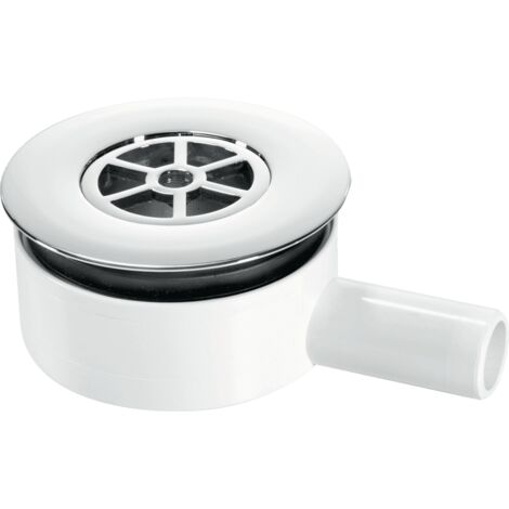 McAlpine UPSW-3-22MM Pumped Shower Waste Outlet: 70mm Chrome Plated Brass Flange with Top Access x 22mm Plain Tail Outlet (1/3)