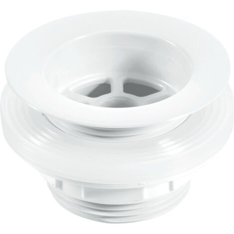 McAlpine W5 Backnut Bath Waste: 70mm White Plastic Flange x 1.5" Tail: Unslotted: White PVC Plug