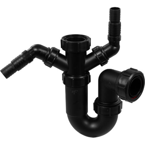 McAlpine WM11-BL Black Sink Trap with Twin 135° Appliance Nozzles 1.5" Waste Trap for Washing Machines & Dishwashers Sleek, Durable Design WM11-BL (1/5)