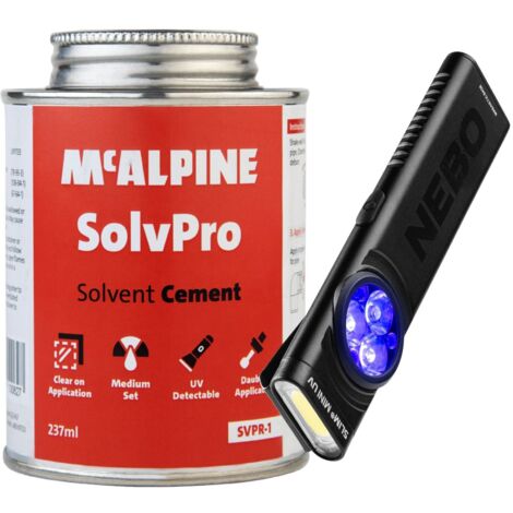 SolvPro Solvent Cement (237 ml) + Nebo Slim Mini UV Torch