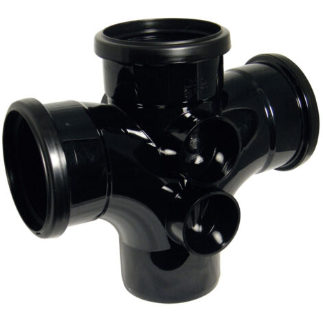 FloPlast 110mm Soil Double Branch 92.5 Degree Black Pipe (1/3)