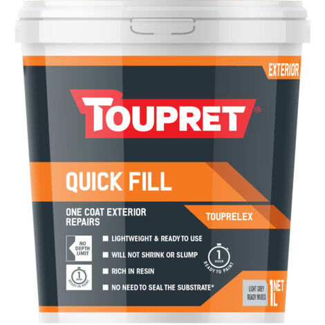 Toupret Quick Fill Exterior 1L - Ready Mixed Exterior Filler for Most Surfaces
