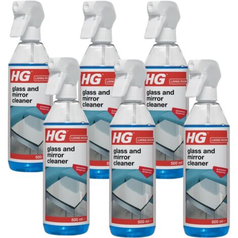 HG Glass and Mirror Cleaner 500ml - Streak-Free Shine, Pack of 6