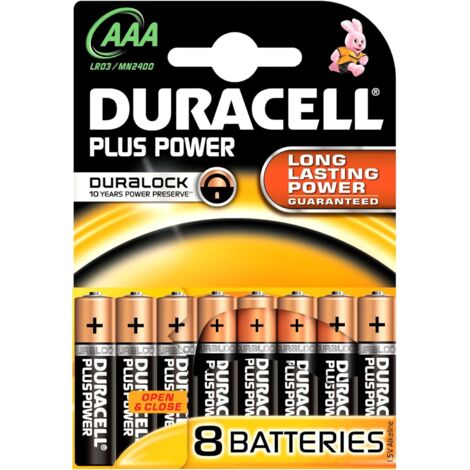 Duracell Plus AAA Battery Triple A Batteries Cell +100% Plus Power Pack of 8
