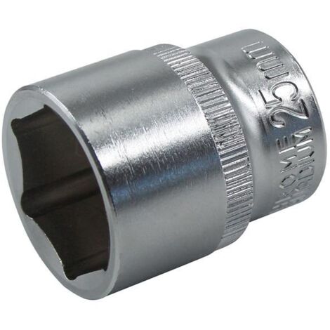 Faithfull 1/2in Drive Hex Socket 25mm - Chrome-Vanadium Steel (1/2)