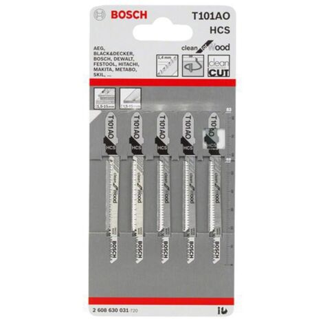 Bosch T 101 AO Clean Wood Jigsaw Blades - Pack of 5