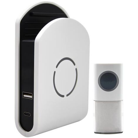 Wireless door chime with USB charger – 200m range – IP44 water-resistant push button – 30 melodies – Volume control – Plug-in receiver – Uni-Com (1/5)